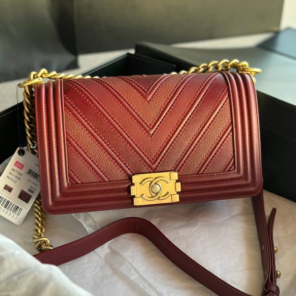 chevron boy Ch*el handbag