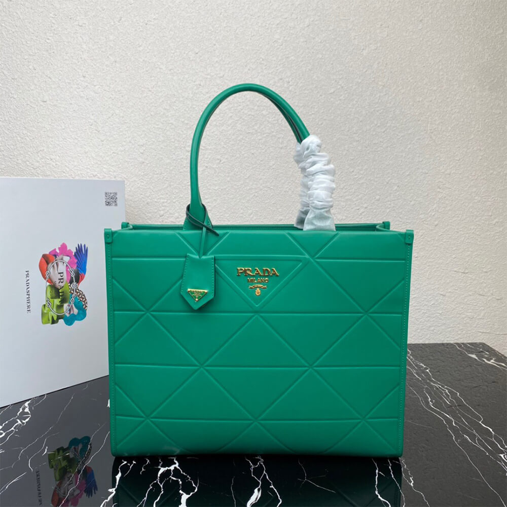 small leather Pra*a symbole bag with topstitching