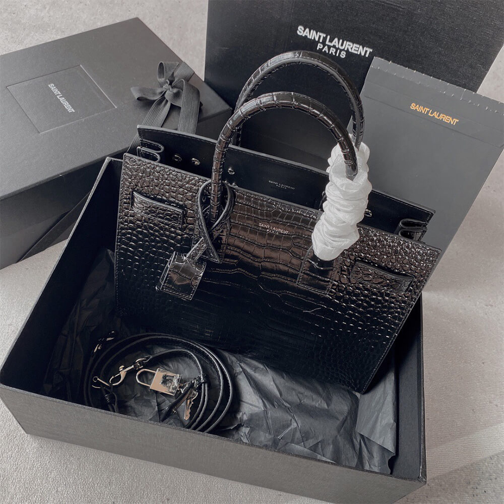 YSL SAC DE JOUR BABY IN CROCODILE-EMBOSSED