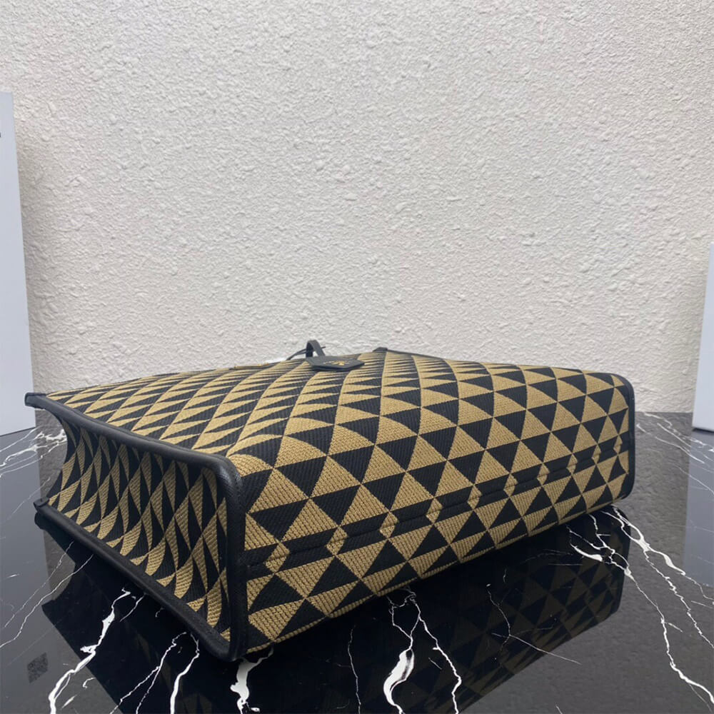 large Pra*a symbole jacquard fabric handbag
