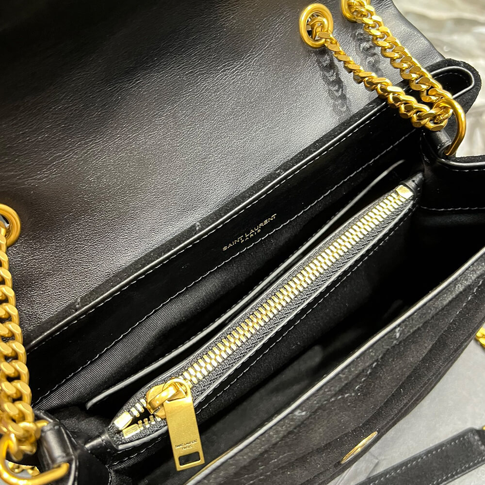 LOULOU SMALL CHAIN BAG IN Y QUILTED SUEDE